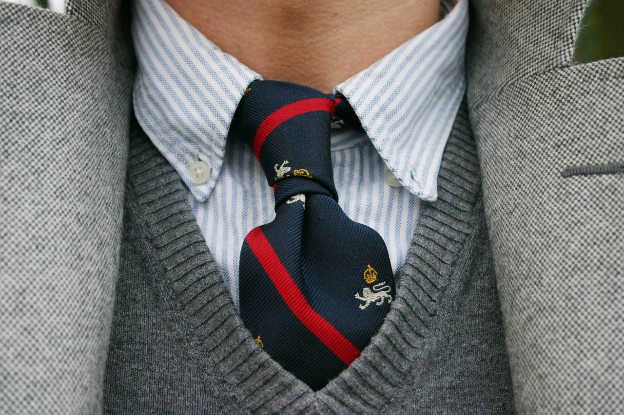 Chemise-oxford-preppy-cravate double noeud