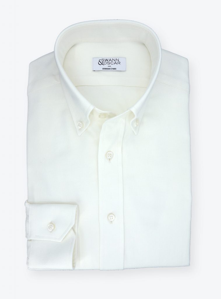 chemise oxford laine blanc ecru